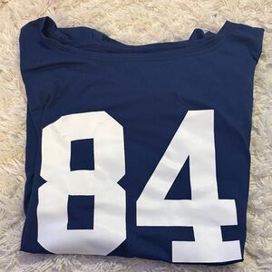 SHEIN Navy Blue Short Sleeve Tee with White Print